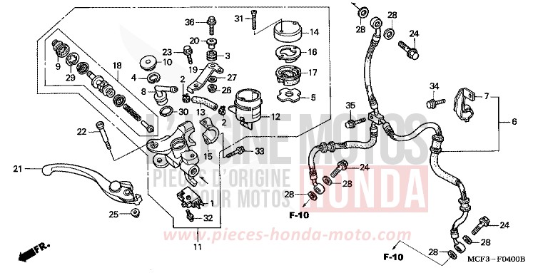 FR. BRAKE MASTER CYLINDER for VTR1000 SP-2 ROSS WHITE (NH196B) from 2003